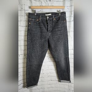 Levi‎ Strauss Women's Wedgie Skinny Cropped Black Denim Jeans Size 31
